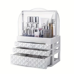 Portable Makeup Organizer with Drawer & Lid Waterproof Dustproof Storage Case