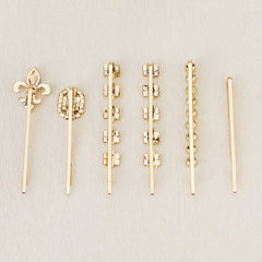 6pcs Golden Rhinestone Hairpin Wedding Hair Clip