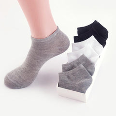 5 Pairs Women's Solid Boat Socks No Show Socks