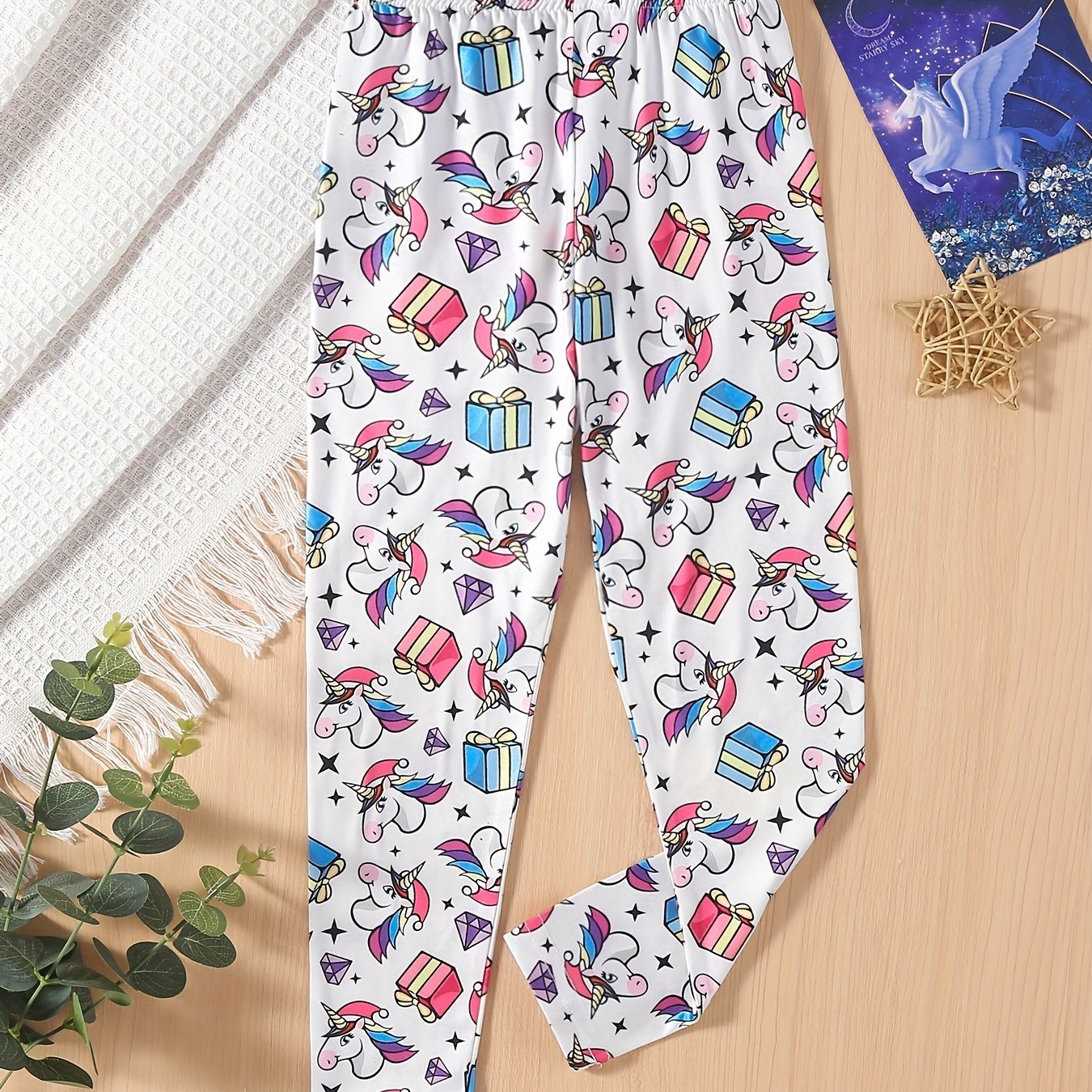 Girls' Unicorn Full Print Skinny Pants Leggings Ankle Length