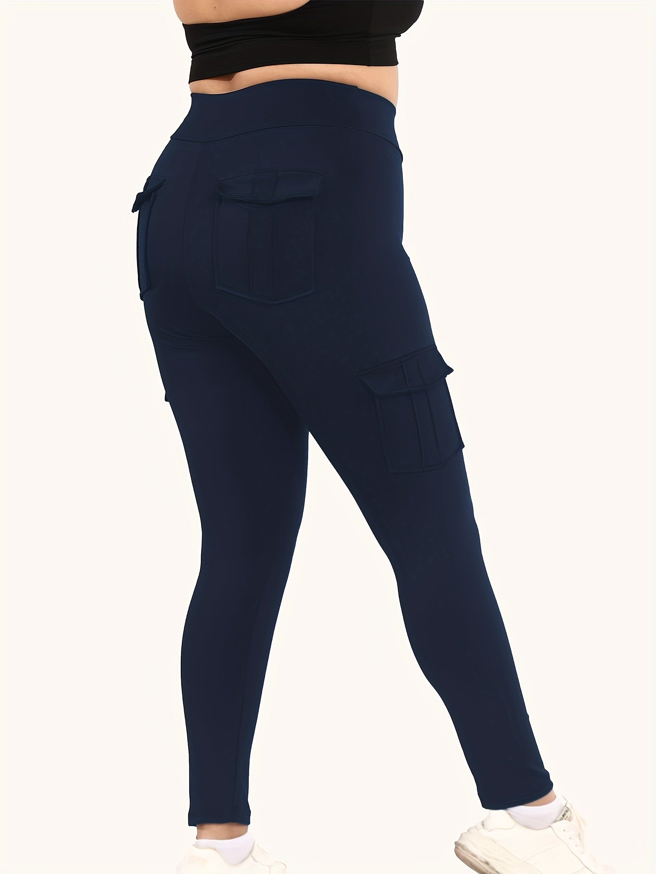  High Rise Skinny Fitness Leggings With Flap Pockets