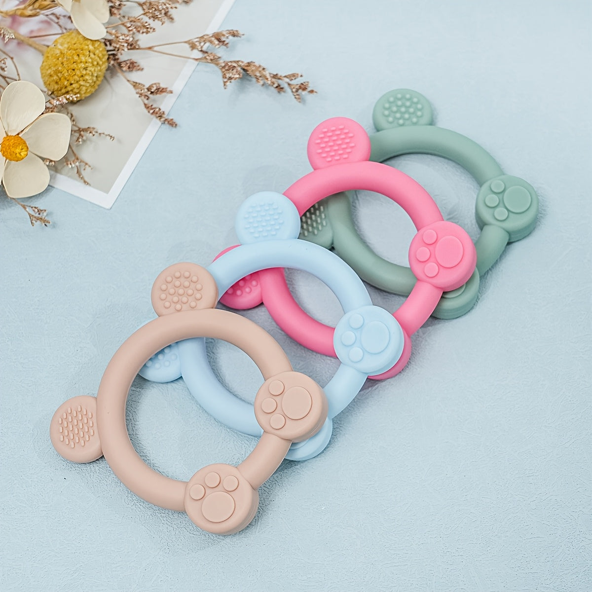 Silicone Baby Teether Animal Shapes Multifunctional Sensory Textures