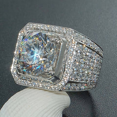 Sapphire Faux Diamond Engagement Band Crystal Rings For Men