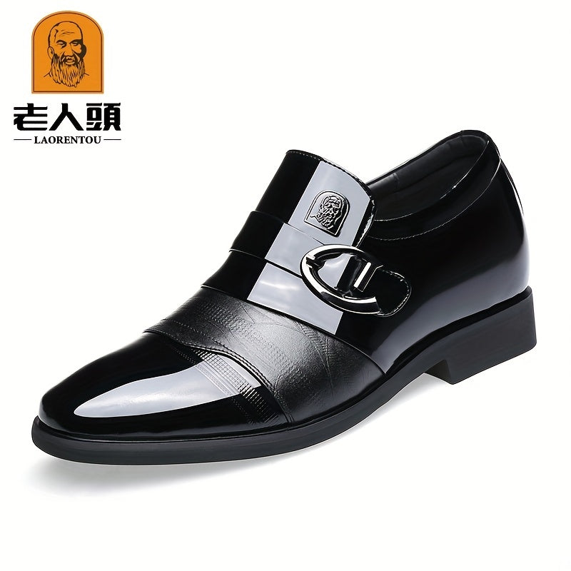 LAORENTOU Men's Leather Elevator Shoes Non Slip Formal for Business Wedding