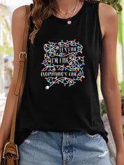 Christmas Fairy Lights & Letter Pattern Stretchy Sports Vest