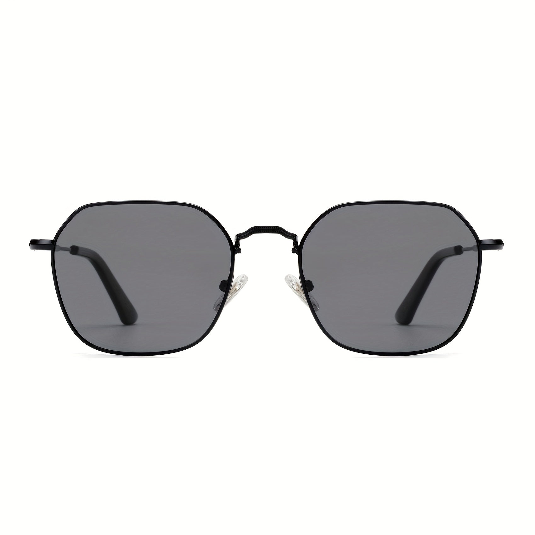 OUWEN Polarized Polygon Sunshade Mirror Unisex Full Frame Aviator Glasses Gray