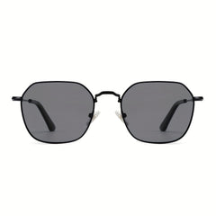 OUWEN Polarized Polygon Sunshade Mirror Unisex Full Frame Aviator Glasses Gray