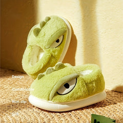 Boys Cartoon Furry House Shoes - Warm Indoor Walking Shoes