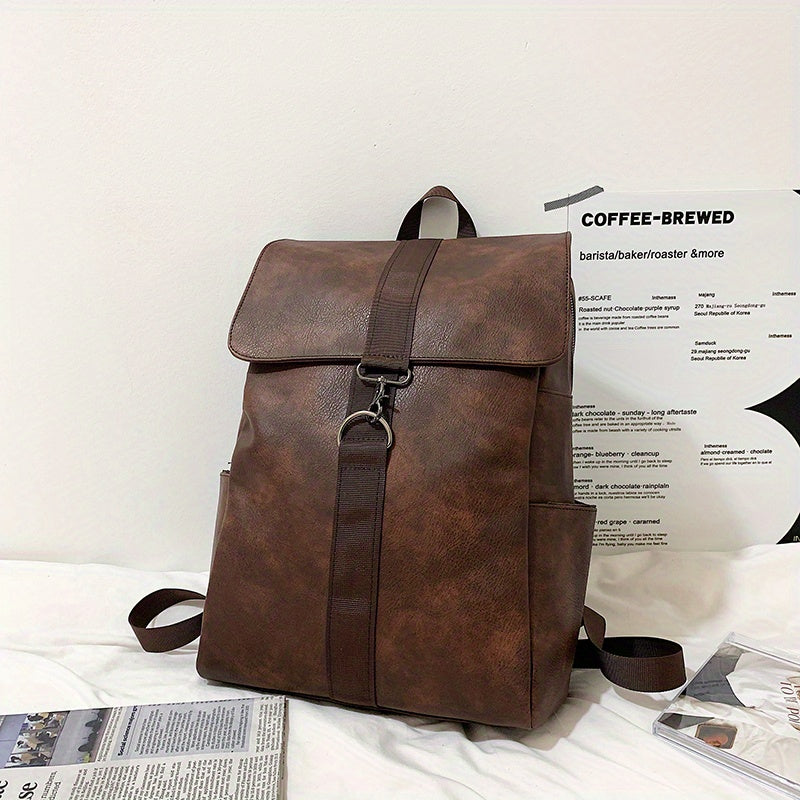 Retro Distressed Stylish Backpack PU Leather Large Capacity School Bag