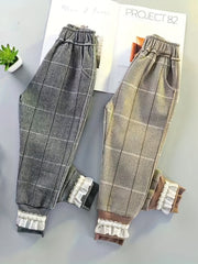 Girls' Plaid Active Jogger Pants Trousers With Pockets