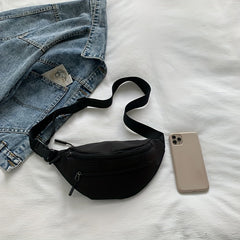 Casual Nylon Crossbody Bag Double Zipper Solid Small Bag