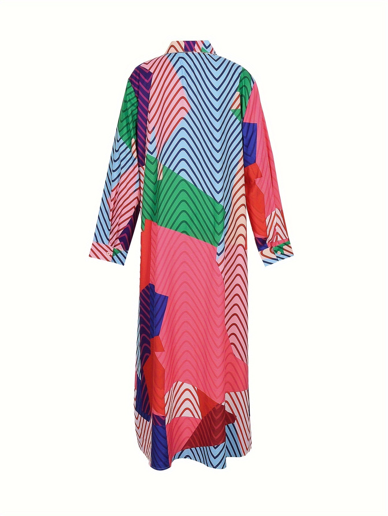  Casual Dress Women's Plus Colorblock Chevron Maxi Dress