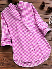  Gingham Print Long Sleeve Shirt