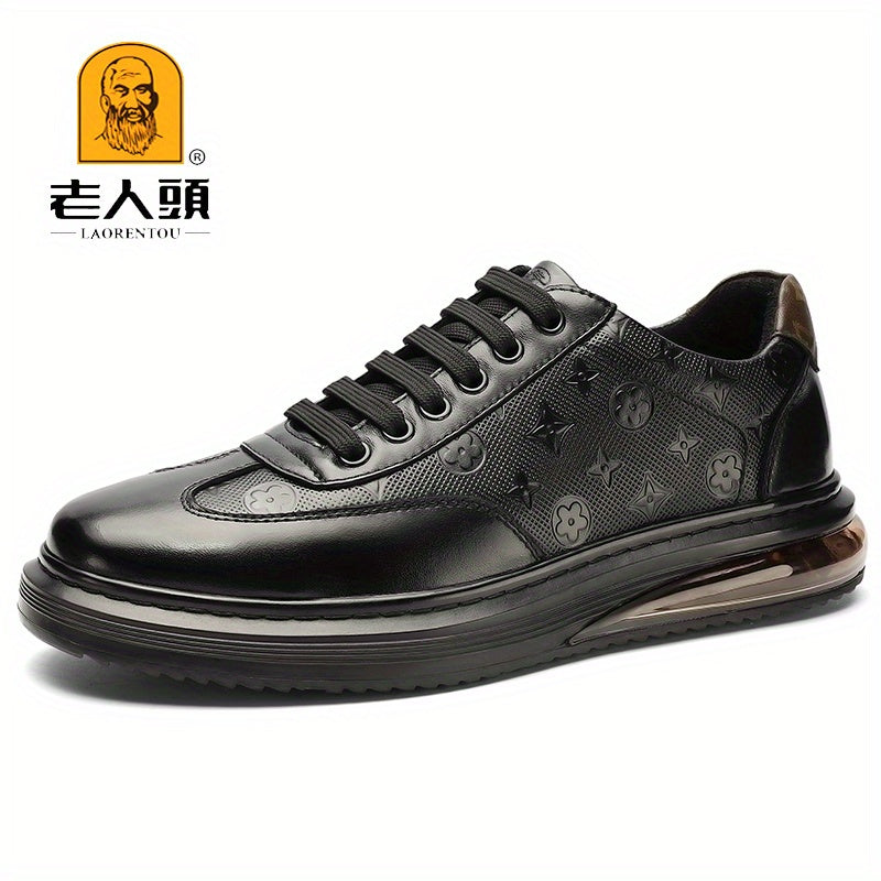 LAORENTOU Men's Leather Lace Up Skate Shoes British Style