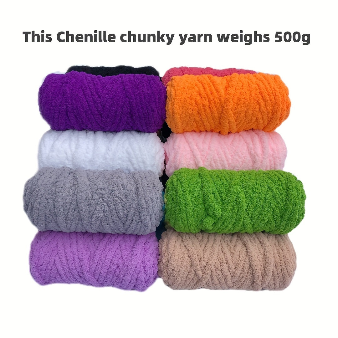 500g Handwoven Solid Knitted Chenille Yarn DIY