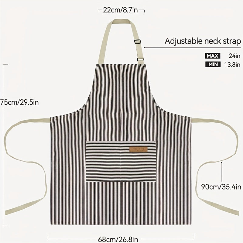 Polyester Striped Unisex Adjustable Cooking Apron