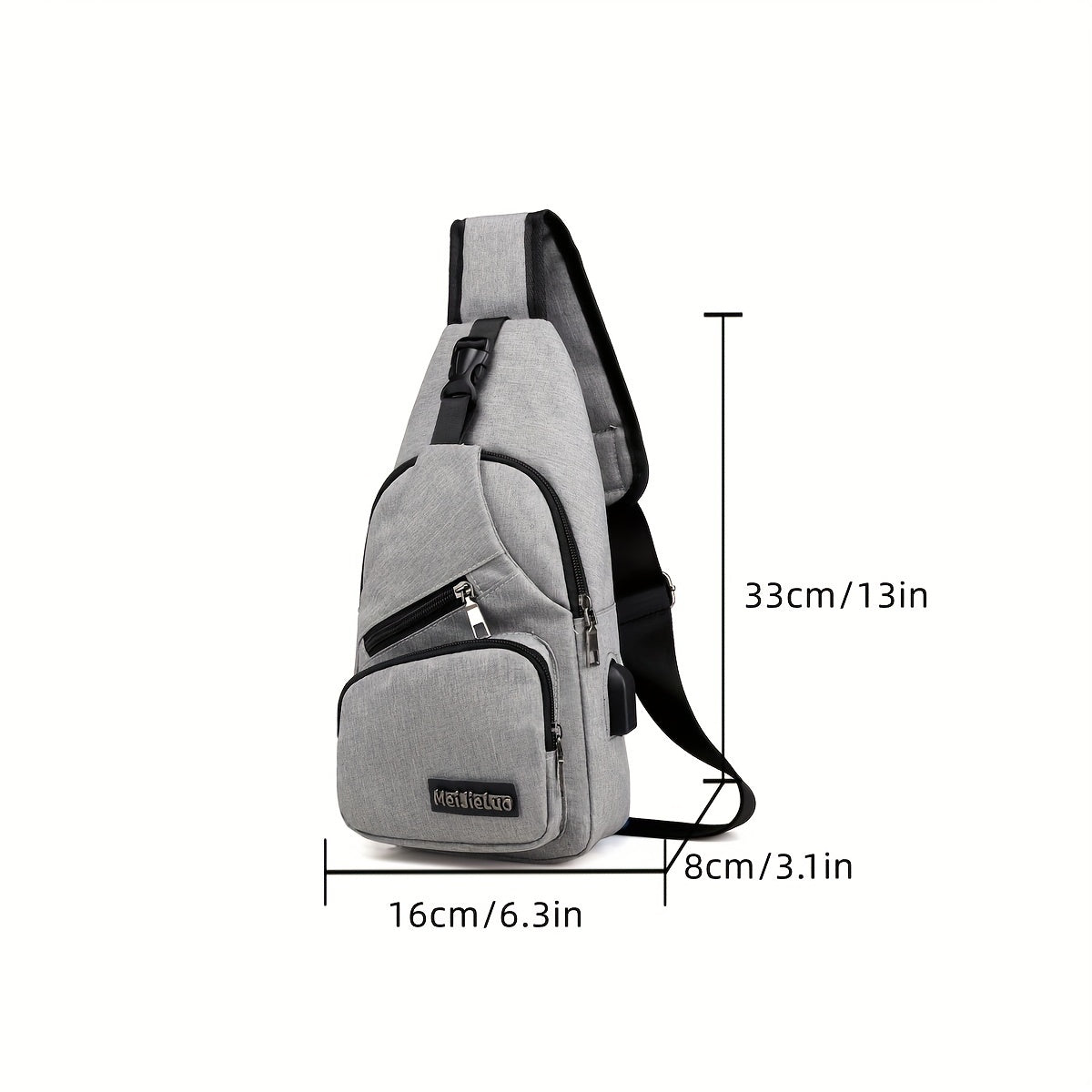 Men's Waterproof Crossbody Bag USB Charging Outdoor Chest Bag