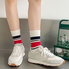 5 Pairs Women's Striped Crew Socks Combo Pack