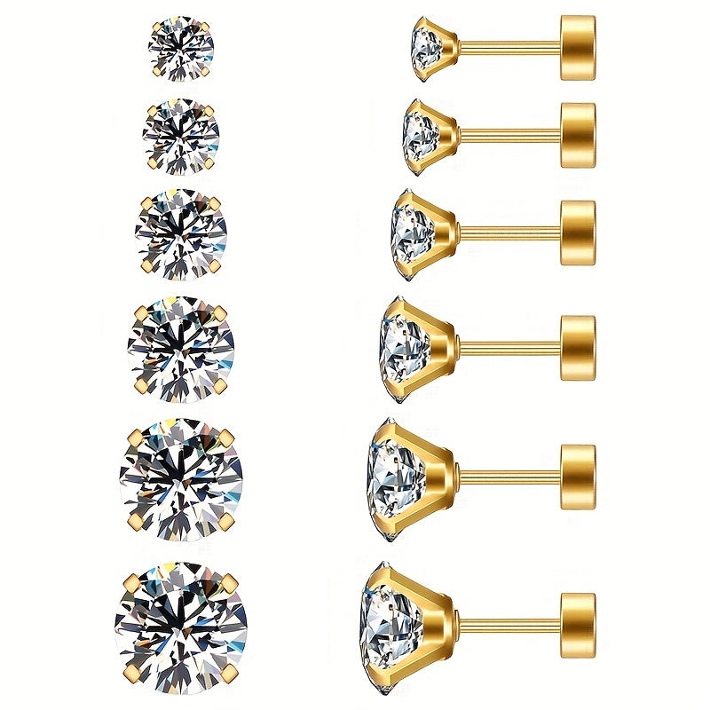 316 Stainless Steel Cartilage Studs Pair Golden Spiral Post Earrings