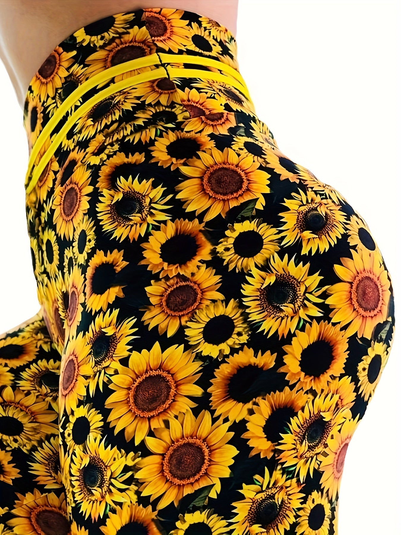 Sunflower Print Yoga Pants High Stretch Leggings Women's Activewear