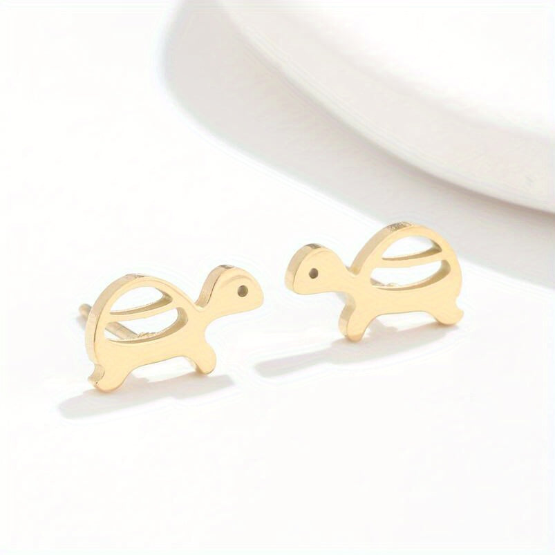 2pcs Men's Stainless Steel Mini Turtle Earrings
