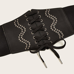 Women's Pu Leather Corset Belt Wide Retro Elastic Tight Waist Dress