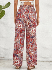 Boho Paisley Print Wide Leg Pants