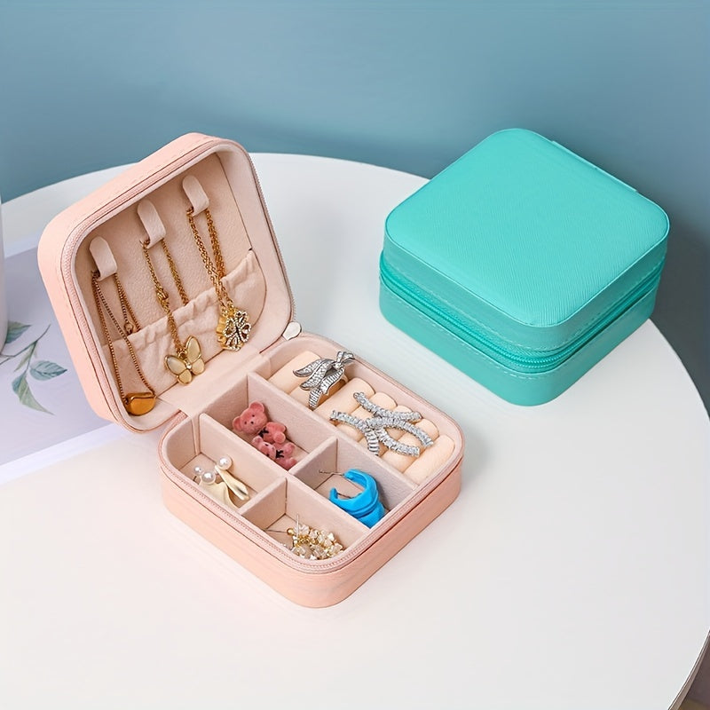 Mini Zipper Jewelry Organizer Box Small Jewelry Storage Case