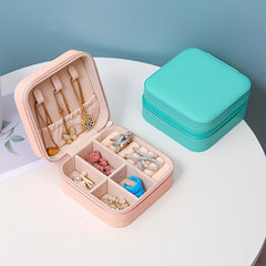 Mini Zipper Jewelry Organizer Box Small Jewelry Storage Case