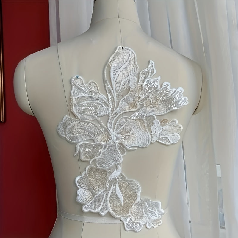 Champagne Wedding Dress Lace Embroidered Flower Patch Sticker