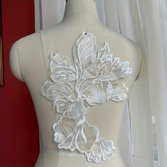 Champagne Wedding Dress Lace Embroidered Flower Patch Sticker