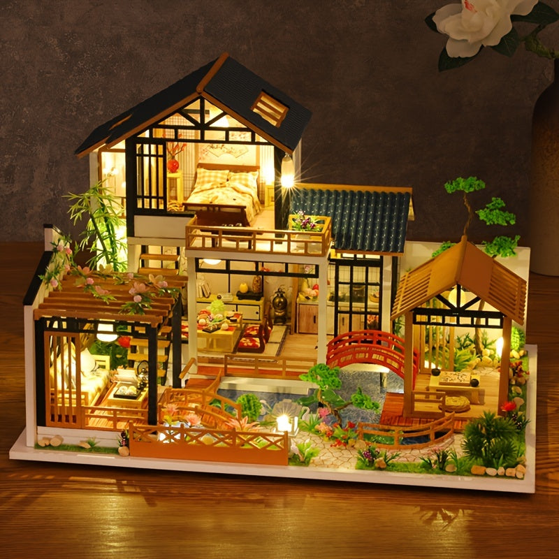 3D Puzzle Chinese Style Villa Yard Dollhouse Kit DIY Toy