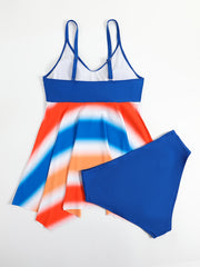  Vacay Swimsuit Set Women's Plus Strip Wrap Dress & Panty 2pcs