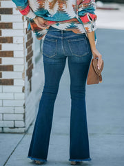 Casual Jeans Women's Plus Solid Raw Trim Button Fly High Rise