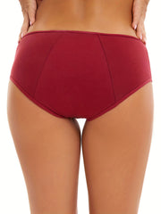 4pcs Solid Period Panties & Comfy Leak proof Stretchy Intimates Panties