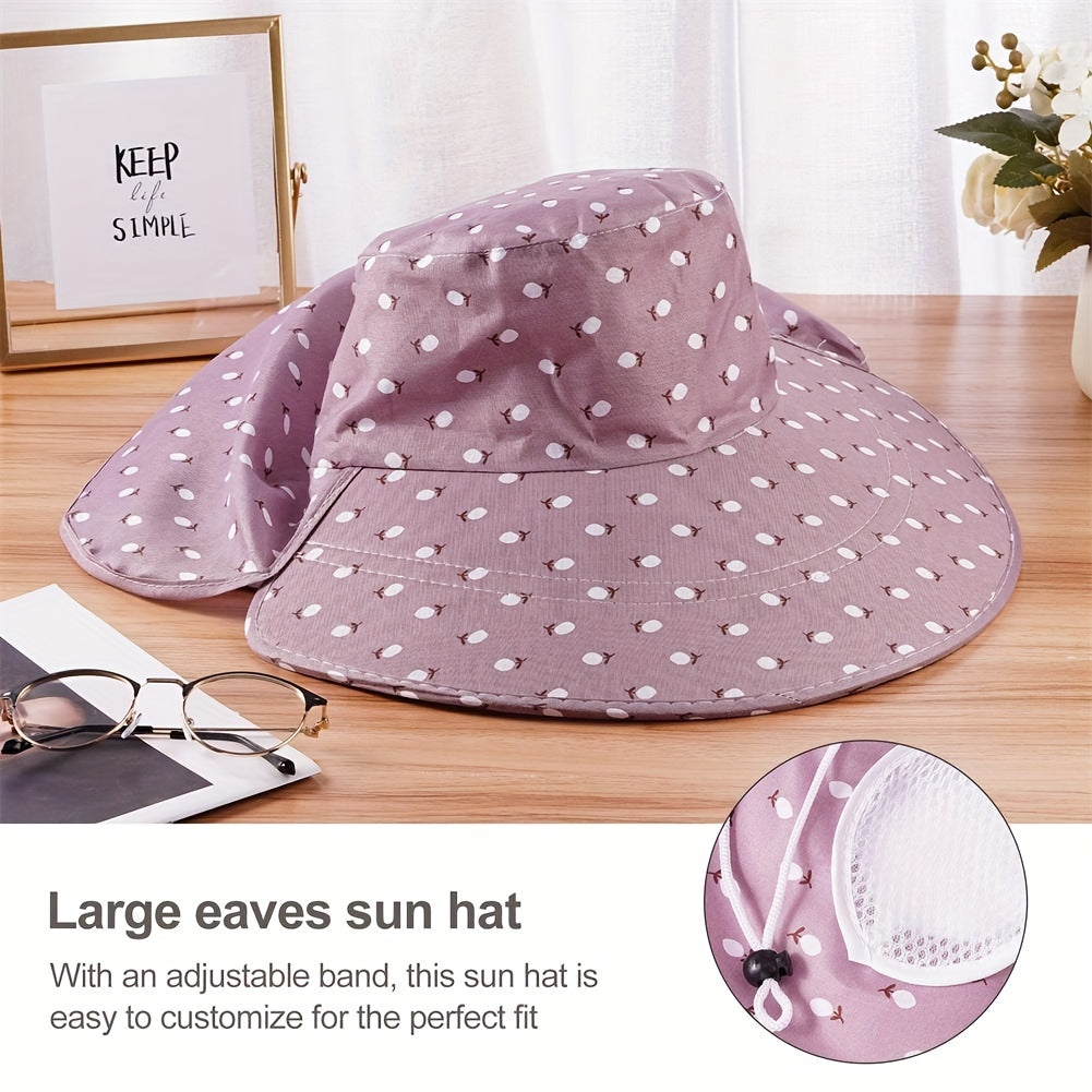 Floral Print Sun Hats With Neck Gaiter Mask UV Protection Visors
