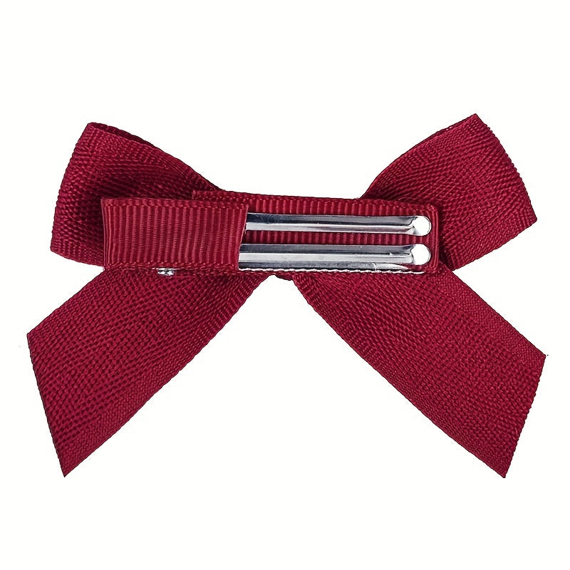 2pcs Red Wine Bowknot Hair Clip Sweet Hair Clip For Side Hair Bang Braids