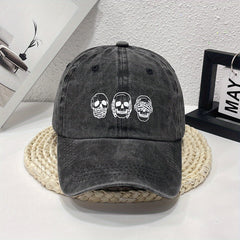 Unisex Breathable Adjustable Baseball Cap with Three Skull Pattern