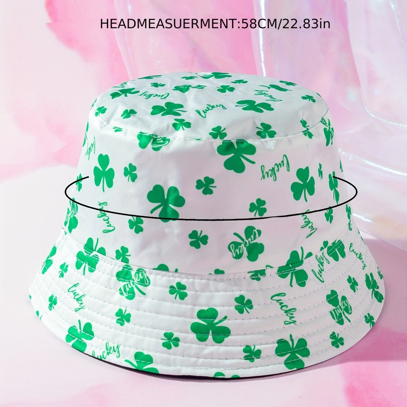 Lucky Clover Print Bucket Hat Reversible Lightweight Basin Hats
