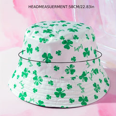 Lucky Clover Print Bucket Hat Reversible Lightweight Basin Hats