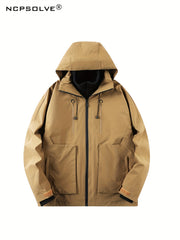 Men's 3-In-1 Zip Hooded Jacket Waterproof Windproof Hiking Jacket