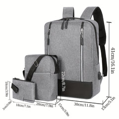 3pcs Backpack Crossbody Bag And Pen Bag Set Men's Three piece Computer Bag