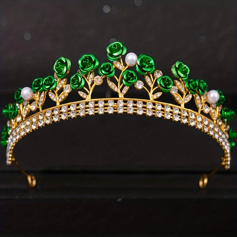 Faux Pearl Rhinestone Tiara Wedding Hair Accessory
