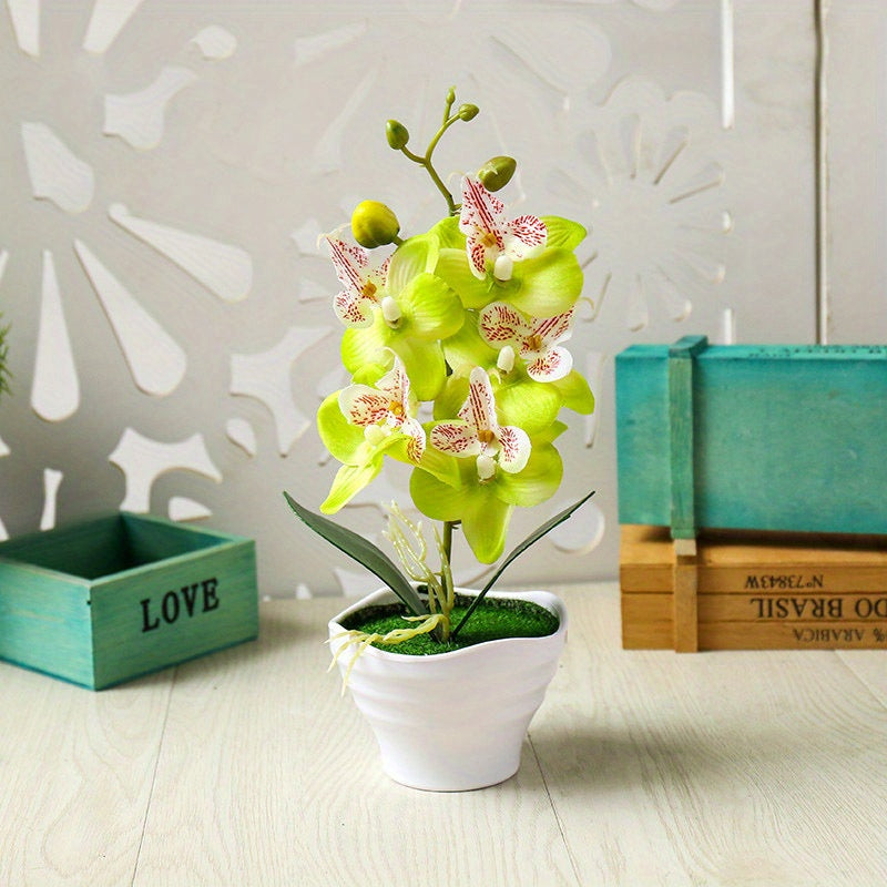 Orchid Bonsai with Pot Simulation Flower for Home Decor