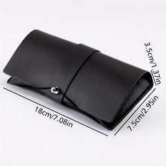 Solid PU Leather Sunglasses Storage Case Pouch Portable Eyewear Container