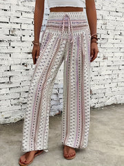 Geo Striped Print High Waist Loose Trousers