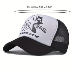 Star Bear Print Baseball Cap Cartoon Mesh Trucker Hat Adjustable Sun Hat