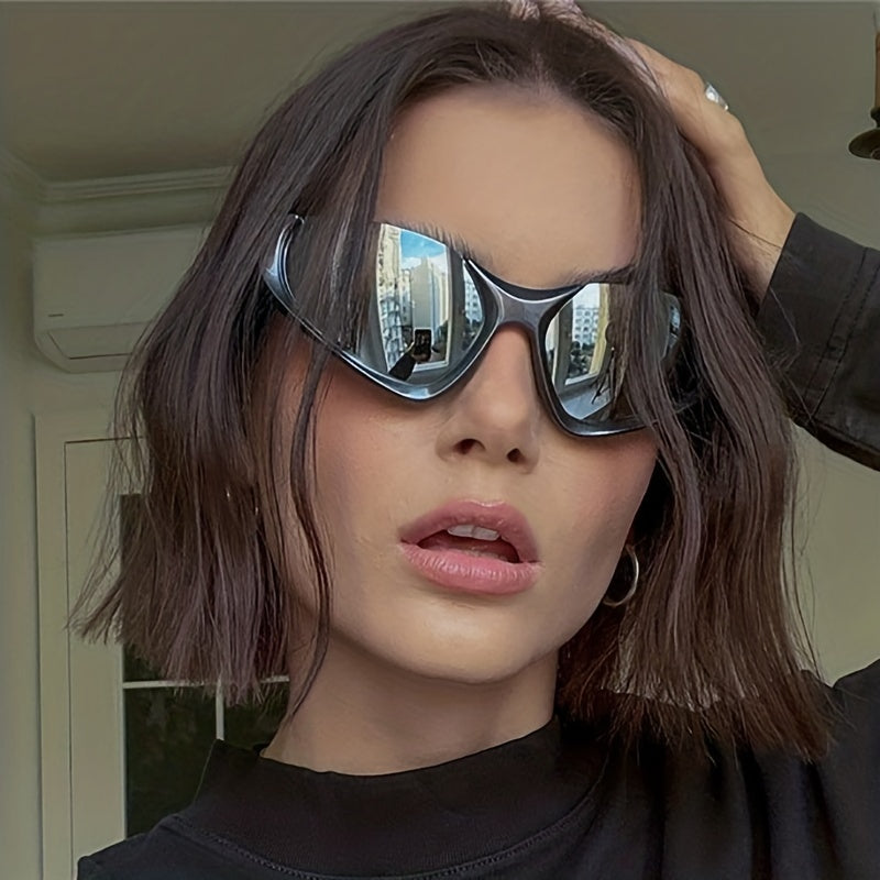Wrap Around Sport Sunglasses Cat Eye Windproof Glasses Y2K Shades