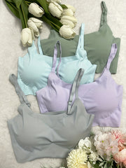 4 Seamless Solid Bralettes Comfortable Adjustable Straps Intimates Bra