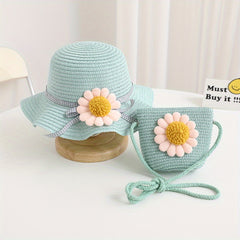Kids Sunflower Beach Hat & Bag Set for Spring & Summer